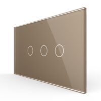 Interruttore semplice + doppio con touch LIVOLO con cornice in vetro, standard italiano, 4M colore dorato