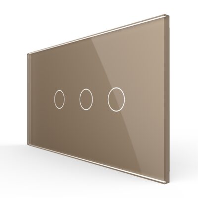 Interruttore semplice + doppio con touch LIVOLO con cornice in vetro, standard italiano, 4M colore dorato