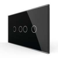 Interruttore doppio + doppio con touch LIVOLO con cornice in vetro, standard italiano, 4M colore nero