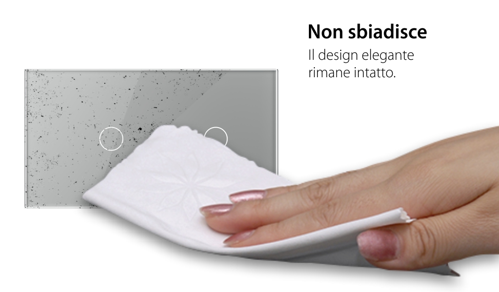 Interruttore semplice + doppio con touch LIVOLO con cornice in vetro, standard italiano, 4M