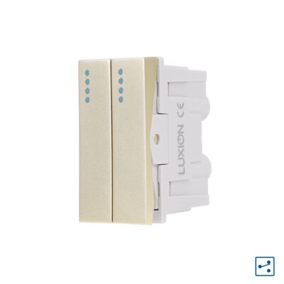 Modulo Interruttore Doppio Deviatore Meccanico 2M/1M LUXION, Standard Italiano colore dorato