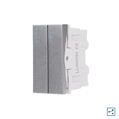 Modulo Interruttore Doppio Deviatore Meccanico 2M/1M LUXION, Standard Italiano colore griggio