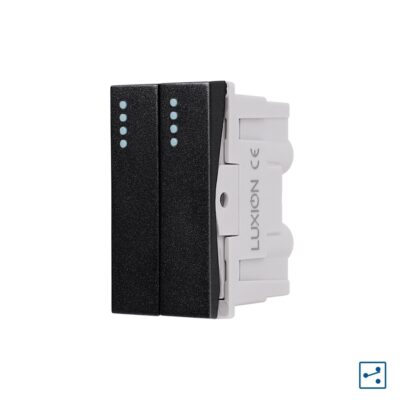 Modulo Interruttore Doppio Deviatore Meccanico 2M/1M LUXION, Standard Italiano colore nero