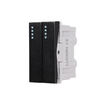 Modulo Interruttore Doppio Meccanico 2M/1M LUXION, Standard Italiano colore nero