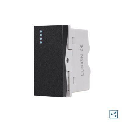 Modulo Interruttore Semplice Invertitore Meccanico 1M LUXION, Standard Italiano colore nero