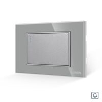 Interruttore a Ritorno (Campanello) Meccanico 3M LUXION con Cornice in Vetro, Standard Italiano colore griggio