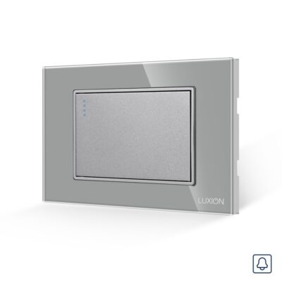 Interruttore a Ritorno (Campanello) Meccanico 3M LUXION con Cornice in Vetro, Standard Italiano colore griggio