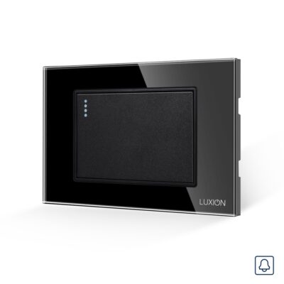 Interruttore a Ritorno (Campanello) Meccanico 3M LUXION con Cornice in Vetro, Standard Italiano colore nero