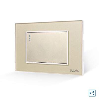 Interruttore Meccanico Semplice Deviatore 3M LUXION con Cornice in Vetro, Standard Italiano colore dorato