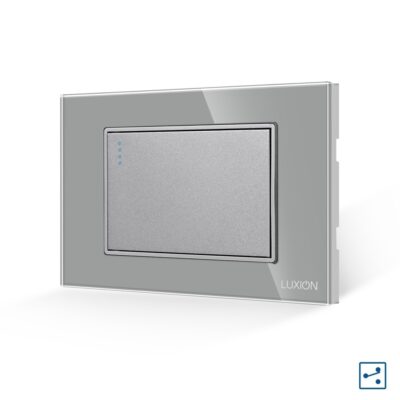 Interruttore Meccanico Semplice Deviatore 3M LUXION con Cornice in Vetro, Standard Italiano colore griggio