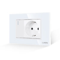 Interruttore Semplice + Presa con Cornice in Vetro 3M LUXION, Standard Italiano