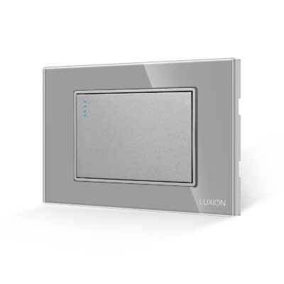 Interruttore Meccanico Semplice 3M LUXION con Cornice in Vetro, Standard Italiano colore griggio