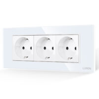 Presa Tripla 6M con Cornice in Vetro LUXION, Standard Italiano
