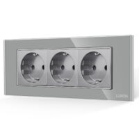 Presa Tripla 6M con Cornice in Vetro LUXION, Standard Italiano colore griggio