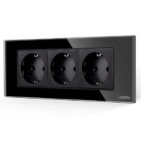 Presa Tripla 6M con Cornice in Vetro LUXION, Standard Italiano colore nero