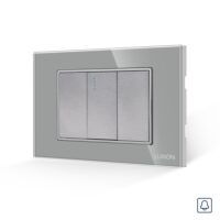 Interruttore a Ritorno (Campanello) Meccanico 1M e 2 Tasti Falsi LUXION con Cornice in Vetro, Standard Italiano, 3M colore griggio