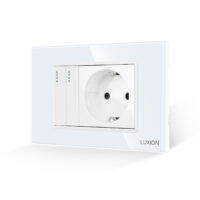 Interruttore Doppio + Presa con Cornice in Vetro LUXION, Standard Italiano, 3M