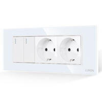 Interruttore Doppio + 2 Prese con Cornice in Vetro LUXION, Standard Italiano, 6M