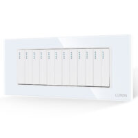 Interruttore Meccanico 12 Posti LUXION con Cornice in Vetro, Standard Italiano, 6M