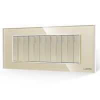 Interruttore Meccanico 12 Posti LUXION con Cornice in Vetro, Standard Italiano, 6M colore dorato