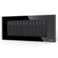 Interruttore Meccanico 12 Posti LUXION con Cornice in Vetro, Standard Italiano, 6M colore nero
