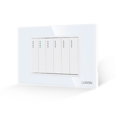 Interruttore Meccanico 6 Posti LUXION con Cornice in Vetro, Standard Italiano, 3M