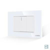 Interruttore Semplice Deviatore1M Meccanico con 2 Tasti Falsi e Cornice in Vetro LUXION, Standard Italiano