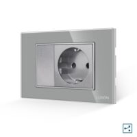 Interruttore Semplice Deviatore + Presa con Cornice in Vetro LUXION, Standard Italiano, 3M colore griggio