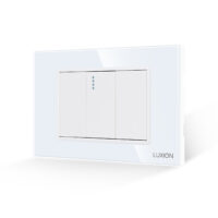 Interruttore Meccanico Semplice 1M e 2 Tasti Falsi LUXION con Cornice in Vetro, Standard Italiano, 3M