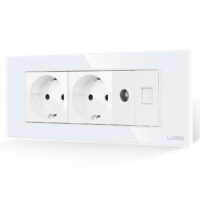 Presa Doppia Schuko + TV + Internet con Cornice in Vetro LUXION, Standard Italiano, 6M
