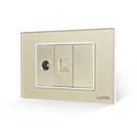 Presa TV + Internet con Cornice in Vetro LUXION, Standard Italiano, 3M colore dorato