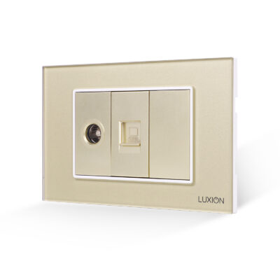 Presa TV + Internet con Cornice in Vetro LUXION, Standard Italiano, 3M colore dorato