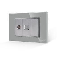 Presa TV + Internet con Cornice in Vetro LUXION, Standard Italiano, 3M colore griggio