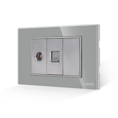 Presa TV + Internet con Cornice in Vetro LUXION, Standard Italiano, 3M colore griggio