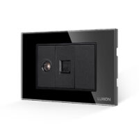 Presa TV + Internet con Cornice in Vetro LUXION, Standard Italiano, 3M colore nero