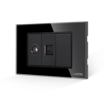Presa TV + Internet con Cornice in Vetro LUXION, Standard Italiano, 3M colore nero