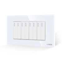 Interruttore Meccanico 8 Posti LUXION con cornice in vetro, Standard Italiano, 4 moduli (4M)