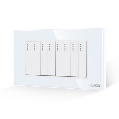 Interruttore Meccanico 8 Posti LUXION con cornice in vetro, Standard Italiano, 4 moduli (4M)