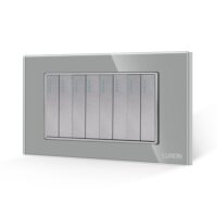 Interruttore Meccanico 8 Posti LUXION con cornice in vetro, Standard Italiano, 4 moduli (4M) colore griggio