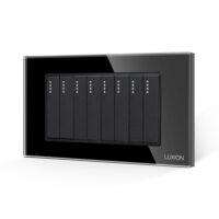 Interruttore Meccanico 8 Posti LUXION con cornice in vetro, Standard Italiano, 4 moduli (4M) colore nero