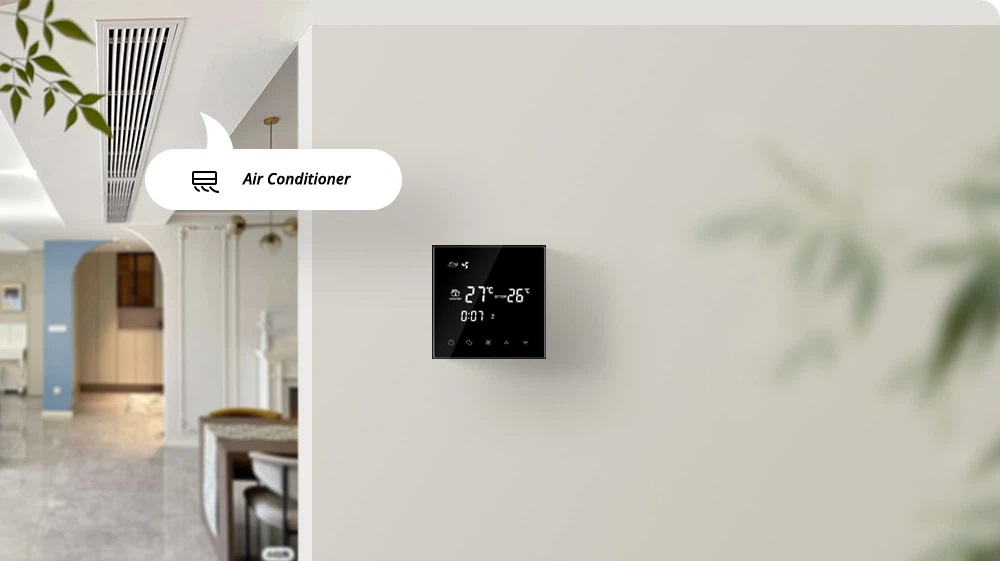 Termostato cablato per condizionatore BeOk TGT70WIFI-AC4, compatibile con sistemi HVAC, App Smart Life