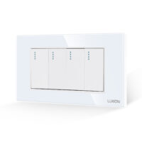 Interruttore meccanico quadruplo LUXION con placca in vetro, standard italiano, 4M