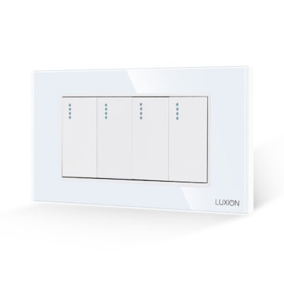 Interruttore meccanico quadruplo LUXION con placca in vetro, standard italiano, 4M