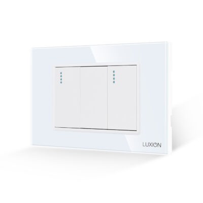 Interruttore meccanico doppio LUXION con placca in vetro, standard italiano, 3M
