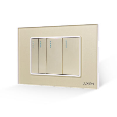 Interruttore Meccanico 4 Posizioni LUXION con Placca in Vetro, Standard Italiano, 3M colore dorato