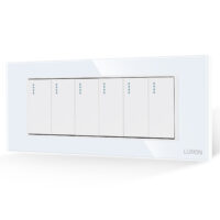 Interruttore meccanico 6 posti LUXION con placca in vetro, standard italiano, 6M