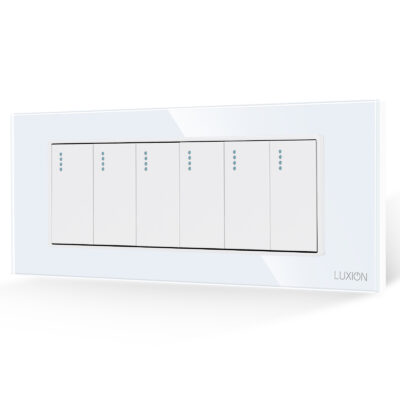Interruttore meccanico 6 posti LUXION con placca in vetro, standard italiano, 6M