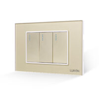 Interruttore triplo meccanico LUXION con placca in vetro, standard italiano, 3M colore dorato