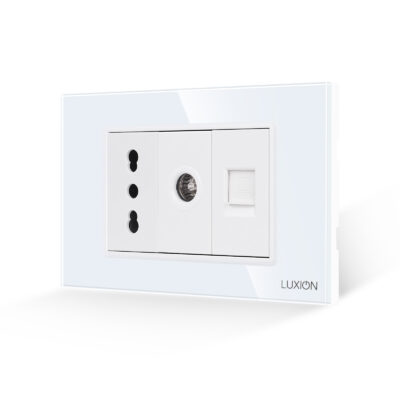 Presa Stretta + TV + Internet con Cornice in Vetro LUXION, Standard Italiano, 3M