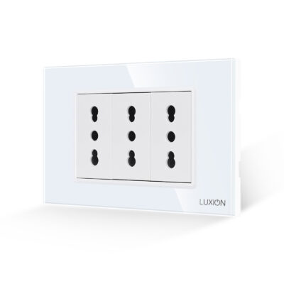 Presa Tripla con Cornice in Vetro LUXION, Standard Italiano, 3M